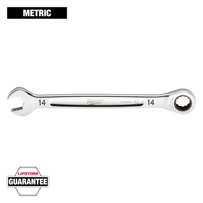 Milwaukee 14 mm X 14 mm 12 Point Metric Ratcheting Combination Wrench 7.8 in. L 1 pc 45-96-9314, main product view