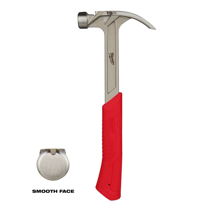 Milwaukee 16 oz Smooth Face Hybrid Claw Hammer 13 in. Fiberglass Handle 48-22-9018, main product view