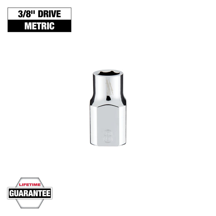 Milwaukee 8 mm X 3/8 in. drive Metric 6 Point Standard Socket 1 pc 45-34-9078, main product view