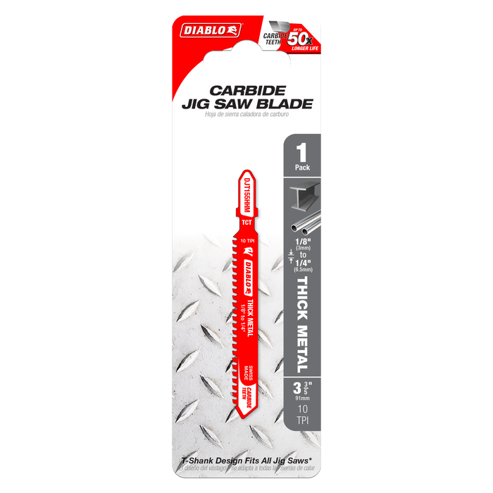 Diablo DJT155HHM 3-3/5" 10TPI Carbide Jig Saw Blade for Thick Metal - Package image