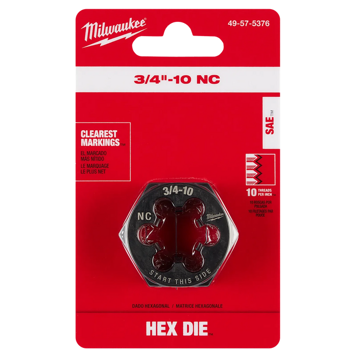 Milwaukee 3/4"-10 NC 1-7/16" Hex Threading Die 49-57-5376