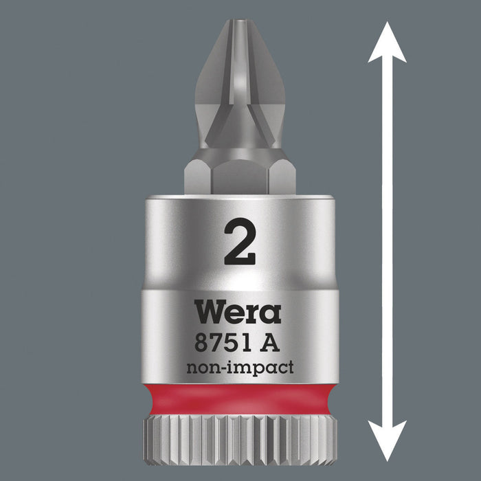 Wera 8751 A Phillips Zyklop bit socket, 1/4" drive, PH 1 x 28 mm 05003350001, view 5