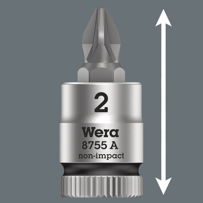Wera 8755 A Pozidriv Zyklop bit socket, 1/4" drive, PZ 1 x 28 mm 05003353001, view 5