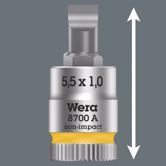 Wera 8700 A FL Slotted screws Zyklop bit socket, 1/4" drive, 0.8 x 5.5 x 28 mm 05003320001, view 4