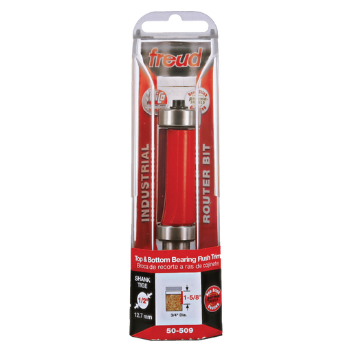 Freud 50-509 3/4" (Dia.) Top & Bottom Bearing Flush Trim Bit - Package image