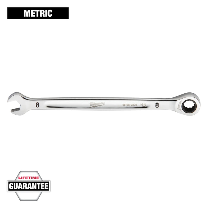 Milwaukee 8 mm X 8 mm 12 Point Metric Ratcheting Combination Wrench 5.75 in. L 1 pc 45-96-9308, main product view