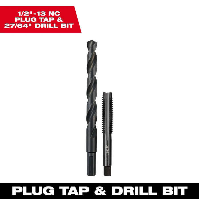 Milwaukee 1/2"-13 NC Straight Flute Plug Tap & 27/64" Drill Bit 49-57-5560