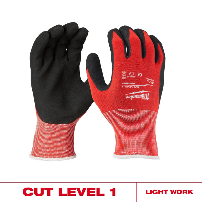 Milwaukee Cut Level 1 Cut Resistant Nitrile Dipped Gloves Red M 1 pair 48-22-8901, main product view