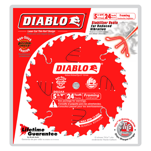 Diablo D0524X 5-3/8" x 24-Teeth Framing Saw Blade for Wood - Package image