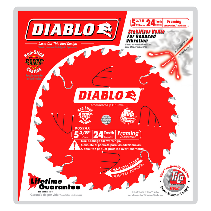 Diablo D0524X 5-3/8" x 24-Teeth Framing Saw Blade for Wood - Package image