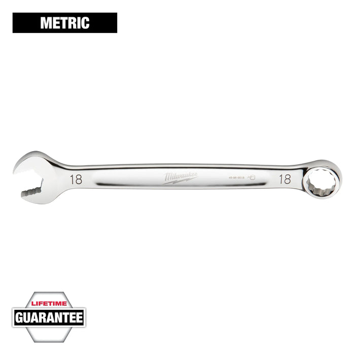 Milwaukee Max Bite 18 mm 6 and 12 Point Metric Combination Wrench 1.58 in. L 1 pc 45-96-9518, main product view