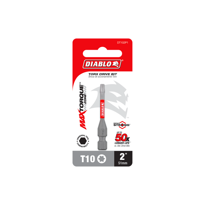 Diablo DT102P1 2" #10 Torx Drive Bit - Package image