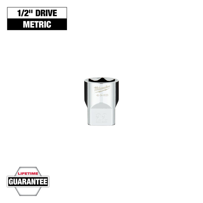 Milwaukee 22 mm X 1/2 in. drive Metric 6 Point Standard Deep Socket 1 pc 45-34-9123, main product view