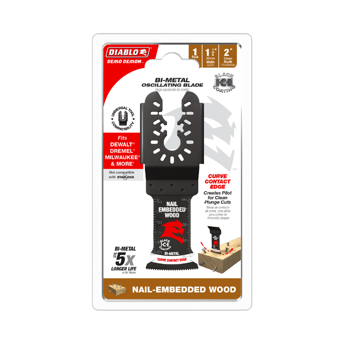 Diablo DOU125BW 1-1/4" Demo Demon™ Universal Fit Bi-Metal Oscillating Blade for Nail-Embedded Wood - Package image