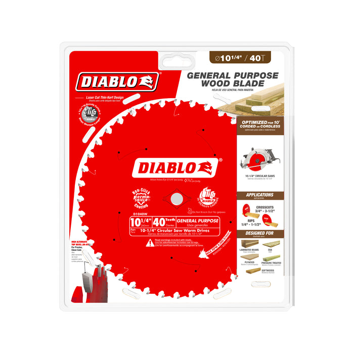 Diablo D1040W 10-1/4" x 40-Teeth General Purpose Beam Saw Blade for Wood - Package image