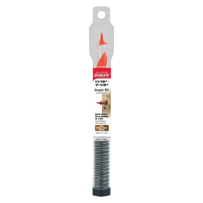 Diablo DAG1080 11/16" x 7-1/2" Auger Bit for Wood & Nail-Embedded Wood - Package image