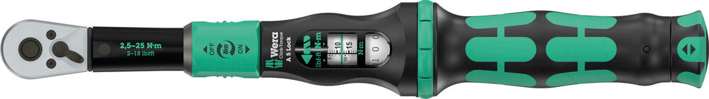 Click-Torque Lock A 5 Torque wrench, adjustable, Torque Lock function, reversible ratchet, clockwise torque operation, 2.5-25 Nm