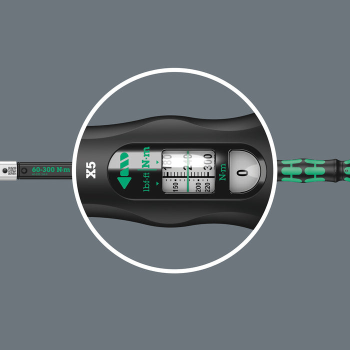 Wera Click-Torque X 5 torque wrench for insert tools, 60-300 Nm, 14x18 x 60-300 Nm 05075655001, view 5