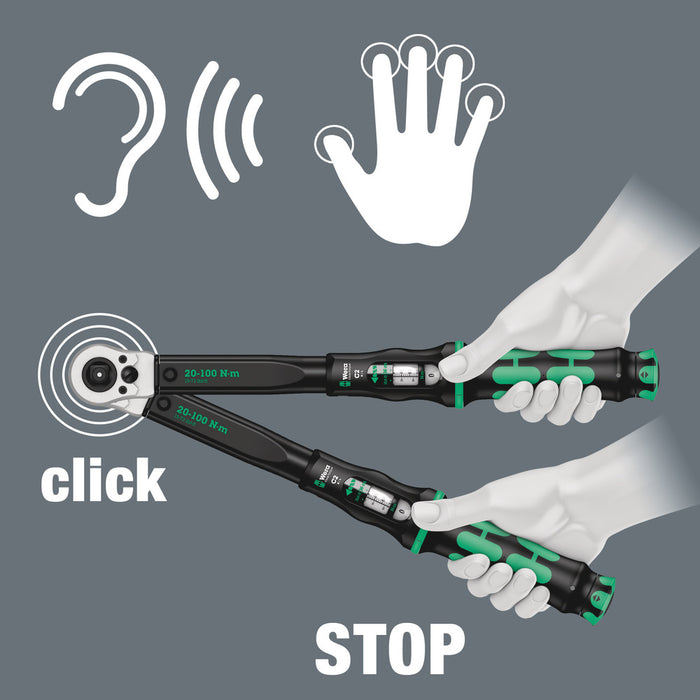 Wera Click-Torque C 2 Push R/L adjustable torque wrench for clockwise and anti-clockwise torque-control, 20-100 Nm, 1/2" x 20-100 Nm 05075625001, view 8