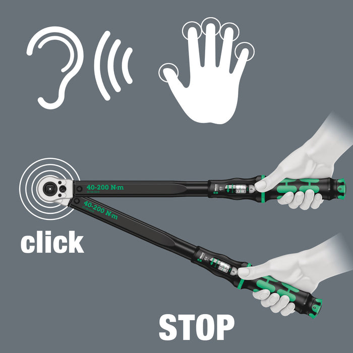 Wera Click-Torque C 3 Push R/L adjustable torque wrench for clockwise and anti-clockwise torque-control, 40-200 Nm, 1/2" x 40-200 Nm 05075626001, view 8