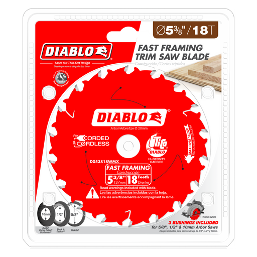 Diablo D053818WMX 5-3/8" x 18-Teeth Fast Framing Saw Blade for Wood - Package image