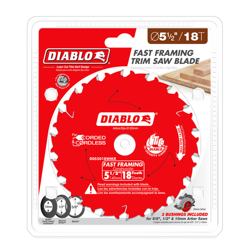 Diablo D055018WMX 5-1/2" x 18-Teeth Fast Framing Saw Blade for Wood - Package image