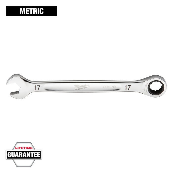 Milwaukee 17 mm X 17 mm 12 Point Metric Ratcheting Combination Wrench 9.19 in. L 1 pc 45-96-9317, main product view
