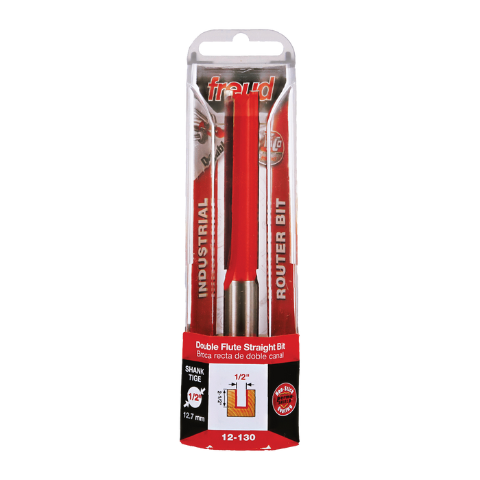 Freud 12-130 1/2" (Dia.) Double Flute Straight Bit (Eclipse Grind) - Package image