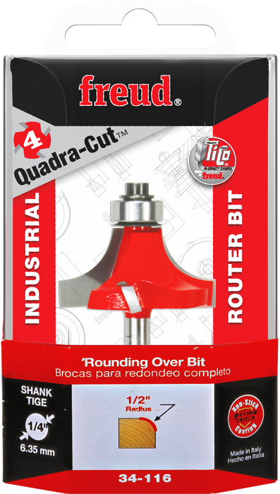 Freud 34-116 1/2" Quadra-Cut Radius Rounding Over Bit - Package image