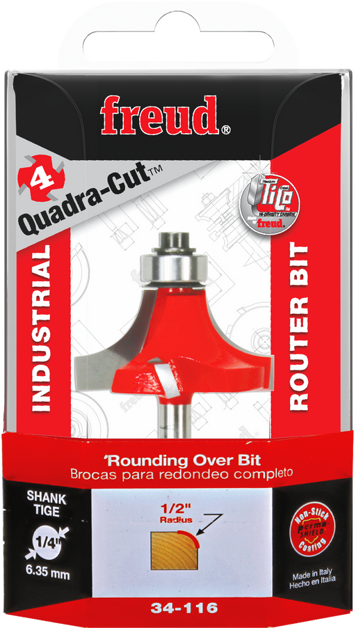 Freud 34-116 1/2" Quadra-Cut Radius Rounding Over Bit - Package image