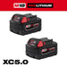 Milwaukee M18 RedLithium XC5.0 5 Ah Lithium-Ion Extended Capacity Battery Pack 2 pc 48-11-1852, main product view