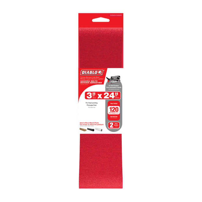 Diablo DCB424120S02G 4" x 24" 120-Grit Sanding Belts (2-pk) - Package image