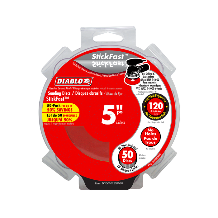 Diablo DCD050120P50G 5" 120-Grit StickFast™ ROS Sanding Discs (50-pk) - Package image