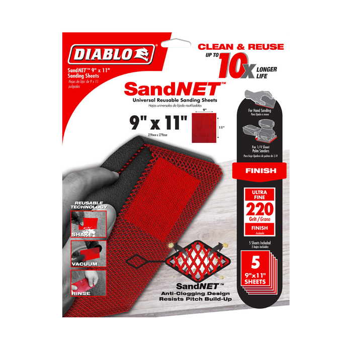 Diablo DND911220H05G 9" x 11" Sand Demon™  220-Grit Reusable Sanding Sheets (5-pk) - Package image