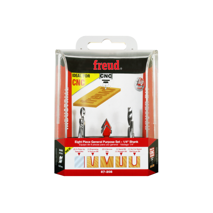 Freud 87-208 8 Piece CNC Router Bit General Purpose Set - Package image