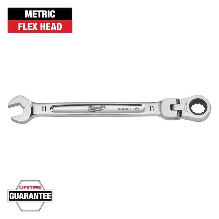 Milwaukee 11 mm X 11 mm 12 Point Metric Flex Head Combination Wrench 6.75 in. L 1 pc 45-96-9611, main product view