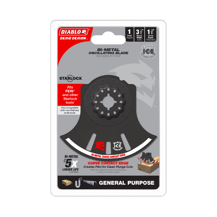 Diablo DOS350RBGP 3-1/2" Demo Demon™ Starlock Bi-Metal Oscillating Blade for General Purpose Cuts - Package image