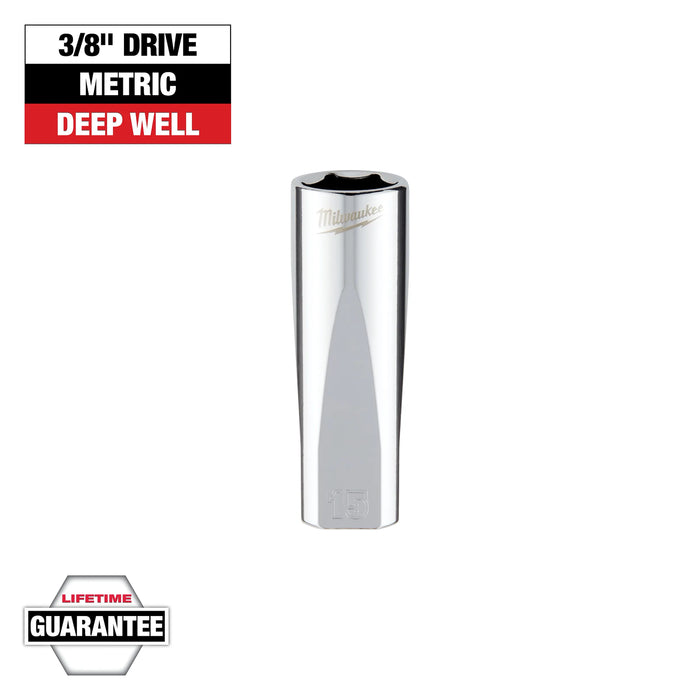 Milwaukee 15 mm X 3/8 in. drive Metric 6 Point Standard Deep Socket 1 pc 45-34-0015, main product view