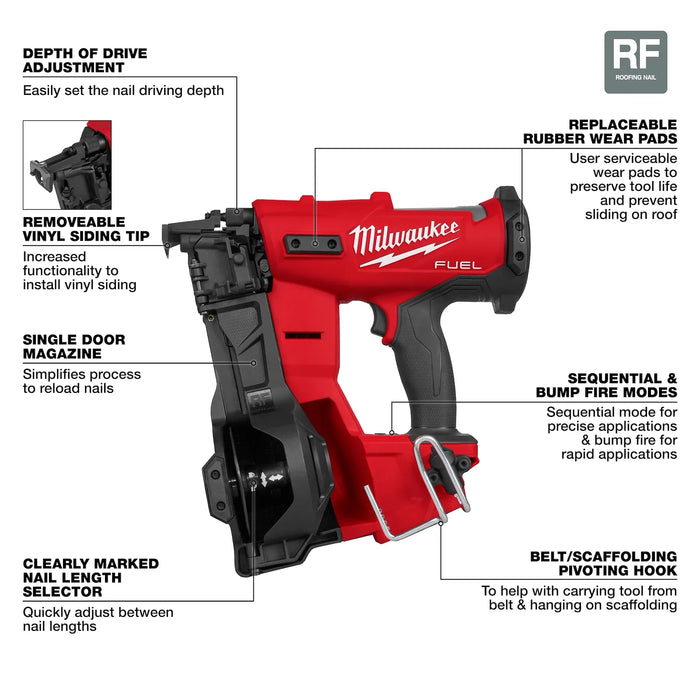 Milwaukee M18 FUEL™ Coil Roofing Nailer 2909-20