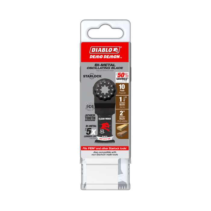 Diablo DOS125JBW10 1-1/4" Demo Demon™ Starlock Bi-Metal Oscillating Blades for Clean Wood (10-pk) - Package image