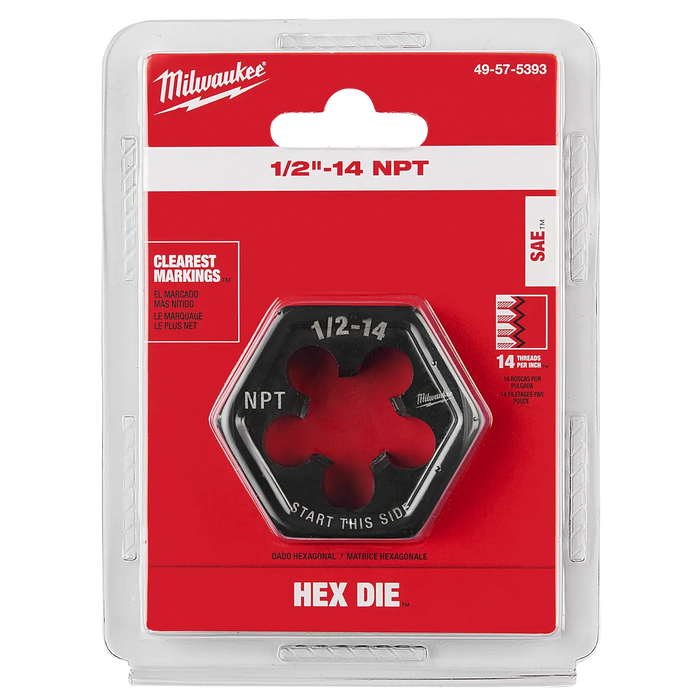 Milwaukee 1/2"-14 NPT 2-1/6" Hex Threading Die 49-57-5393