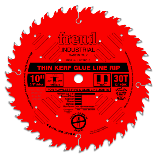 Freud LM75R010 10" Industrial Thin Kerf Glue Line Ripping Blade - Main image