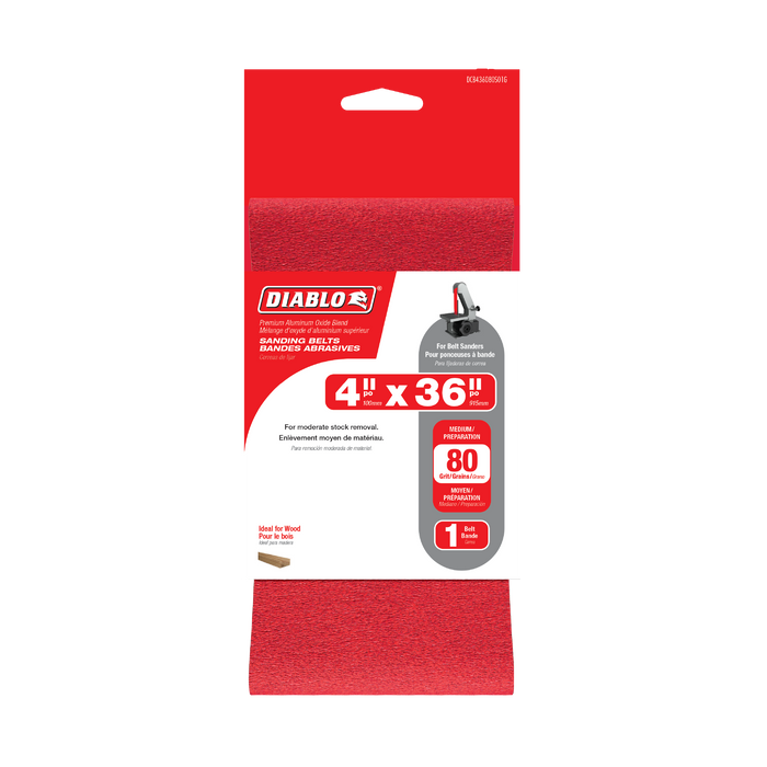 Diablo DCB436080S01G 4" x 36" 80-Grit Sanding Belt - Package image