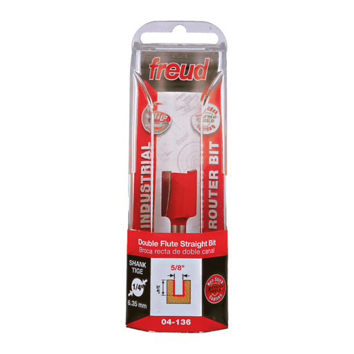 Freud 04-136 5/8" (Dia.) Double Flute Straight Bit - Package image
