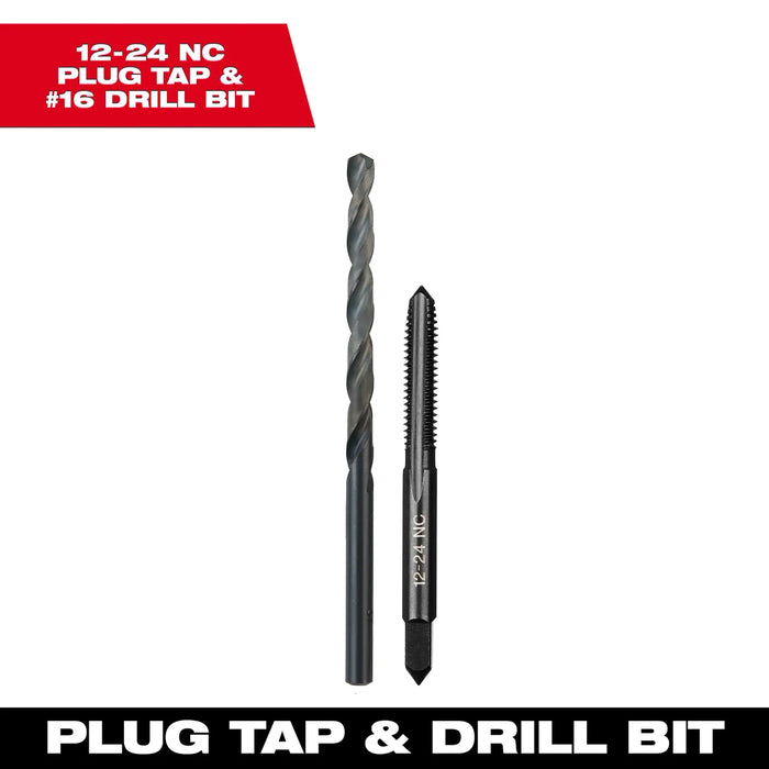 Milwaukee 12-24 NC Straight Flute Plug Tap & #16 Drill Bit  49-57-5530