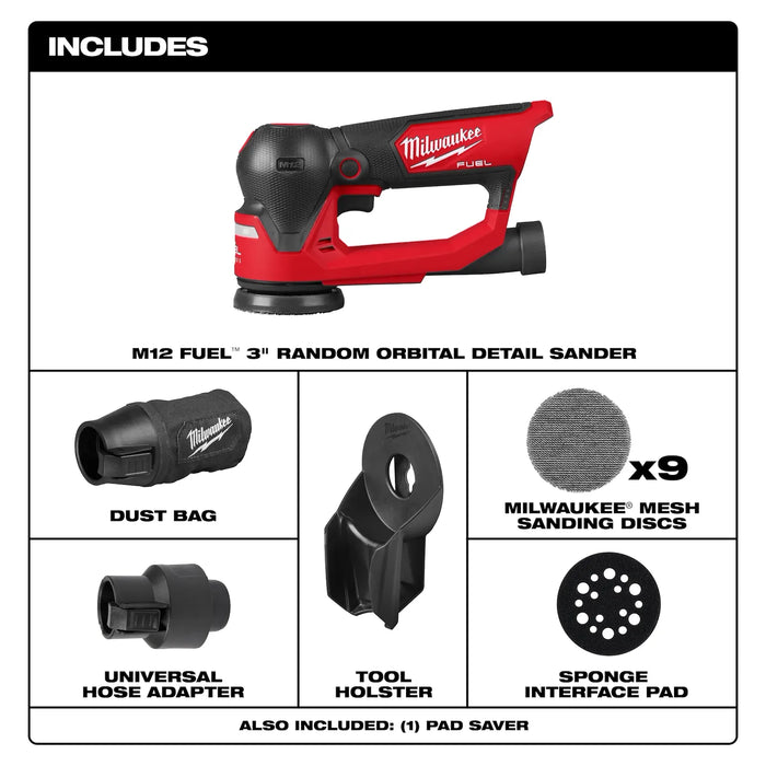 Milwaukee M12 FUEL™ 3" Random Orbital Detail Sander  2535-20
