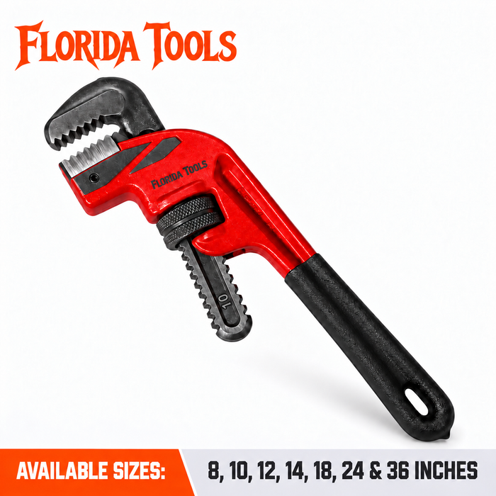 Florida Tools 10 inch 45 degree offset pipe wrench - available sizes 8, 10, 12, 14, 18, 24 and 36 inches