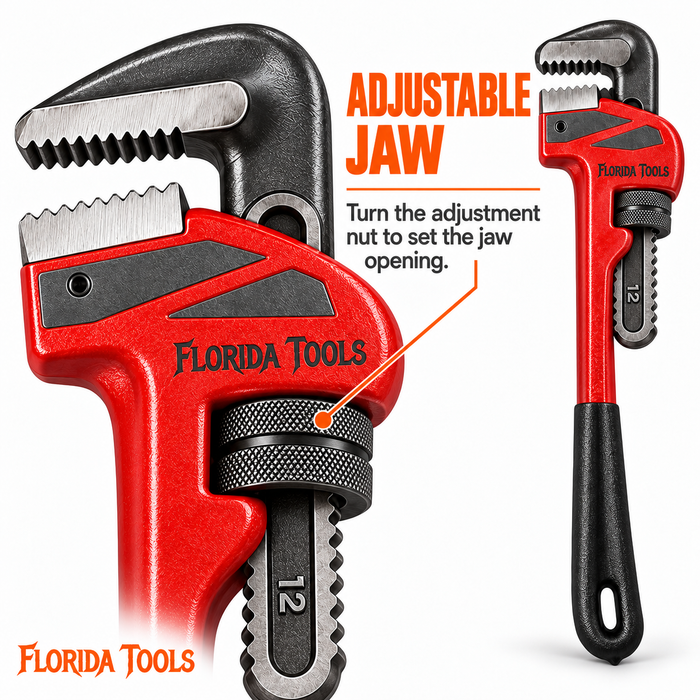 Florida Tools offset pipe wrench adjustable jaw