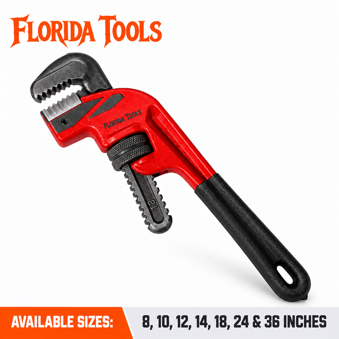 Florida Tools 45 degree offset pipe wrench - available sizes 8, 10, 12, 14, 18, 24 and 36 inches