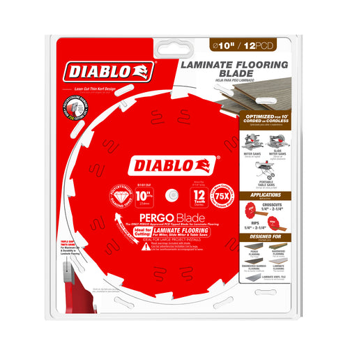 Diablo D1012LF 10" x 12-Teeth PergoBlade™ Saw Blade for Laminate and Wood Flooring - Package image